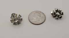 Vtg Fan/Bow Brooch & ALBION Signed Screwback Earrings Mid-century Rhinestones