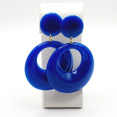 Vintage Blue Hoops Wide Bottom Retro Design Hoop Acrylic Pierced Style Earrings