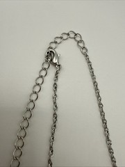 VCLM Dainty Art Deco Necklace Floral Design Black Clear Rhinestones Silver Tone