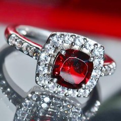 925 sterling silver ring 3.00ct garnet white sapphire halo size 7 handmade 3.5gr