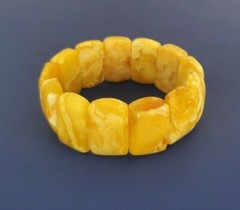 Vintage Baltic Butterscotch Egg Yolk Amber Panel Bracelet 33.8 Gr