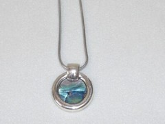1974 Henkel & Grosse (Dior) Germany 925 Sterling Abalone Pendant Necklace