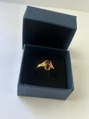 Vintage Red Cubic Zirconia Ring Gold Plated Womens Size 9.5