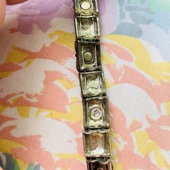 Vintage Black Cabochon Panel Link Bracelet Toggle Clasp Silver Tone Gothic Boho