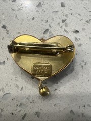 Maximal Art Gold Tone Heart Angels Shaped Pin/Brooch With Rhinestones