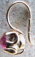 Russian 14k 583 Rose Gold & Gemstone European Earrings – USSR Era