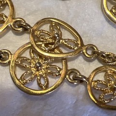 Vintage Crown Trifari Gold Tone Sautoir Openwork Lattice Link Necklace 50”