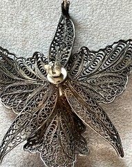 Vintage Silver Tone Filigree Flower Brooch 2.25 X 2 Inches