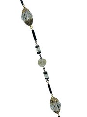 Antique Victorian / Art Deco Faceted Cut Quartz Crystal Bead Necklace 36” Long