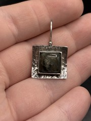 SILPADA Hammered 925 Sterling Silver Square EARRINGS LABRADORITE Stone Marked
