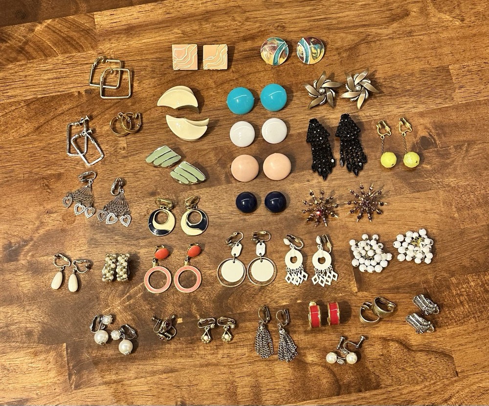 Vintage Clip On Earrings Lot of 31 Pairs