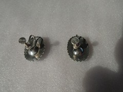 VINTAGE 925 STERLING SILVER TURQUOISE CLIP ON EARRINGS OLD PAWN