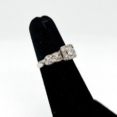 14k White Gold Vintage Art Deco Diamond Engagement Ring Size 3.5 (1705942-11)