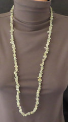 Prehnite Gemstone Necklace Green Chip Beads 34 inch Nuggets Strand JTV 610c