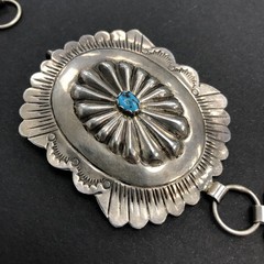 OLD PAWN Navajo 36″ Sterling Silver Concho Belt 12-Link ~ Vintage Blue Turquoise