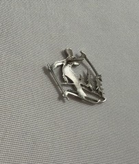 VTG Sterling Silver Turquoise Ski Skier Pin Snow Trees Winter Holiday Skiing