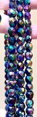 BEAUTIFUL Vintage Iridescent Sparkling Black Peacock Bead 3 Strand Necklace