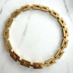 VTG MCM Gold Tone Geometric Link Necklace 16 3/4” Architectural Modern Couture