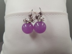 Sterling Silver Flower Lavender Jade & Amethyst 11.4mm Earrings