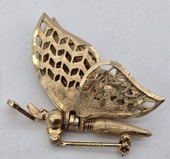Coro Francois Butterfly Brooch Articulated Vintage Gold Tone Pin