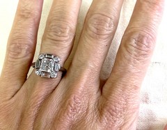 Art Deco Diamond Engagement Ring Asscher 2.05ct IGI 1920’s 18K White Gold