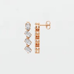 Oval Lab Grown Diamond Prong Setting Drop Dangle Bridal Wedding Earrings