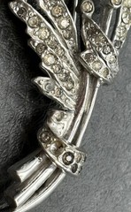 REJA Sterling Pave Rhinestone Unfoiled Faux Aquamarine Chatons Spray Flower Pin