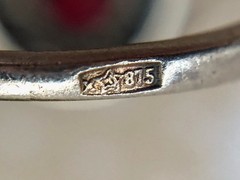 Estate Vintage Soviet Jewelry Ring Ruby Gilt Sterling Silver 875 USSR Size 6