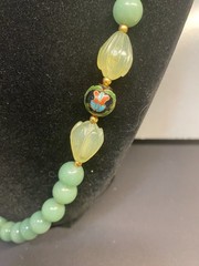 VTG Jade bead and carved nephrite beads,and cloisonne necklace