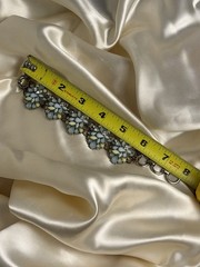 Vintage Pastel Blue & Green Rhinestone Floral Wire Bracelet – Silver Tone