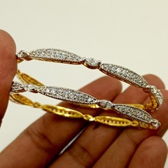 Handmade South Indian CZ Bangle Set 22K Gold Plated Bridal Wedding Jewelry Sets