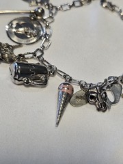 Vintage 1960s Sterling SIlver 925 Charm Bracelet Wells Beau JMS P&B 14 Charms