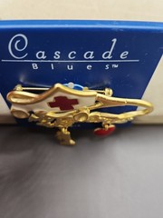 Vintage TONA NURSE PIN BROOCH My Patients Are #1 GOLDTONE White Red ENAMEL HEART