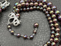 Vintage Rainbow Oil Slick Bead 3 Multi Strand Statement Layered Necklace