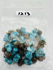 Vintage Czech turquoise art glass beaded necklace 32.5”