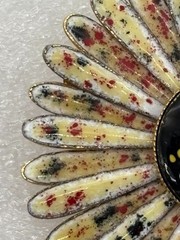 Vintage Enamel Daisy Brooch Double Petals Abstract Color Print 1960s, Not Signed
