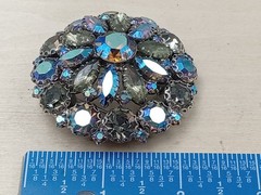 Stunning 2.25″ Diameter Circular 3 Level Rhinestone Costume Jewelry Pin
