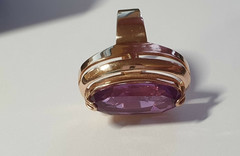 Beautiful USSR Vintage Original 583/ 14K Rose Gold amethyst stone Ring 8.44g