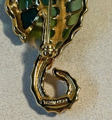 VTG KJL Gold Tone Plique- A – Jour Seahorse Brooch