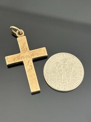 ATQ 1915 Rose Gold Filled Cross Pendant Yellow Gold Flower Accents 1.25″ ANNA