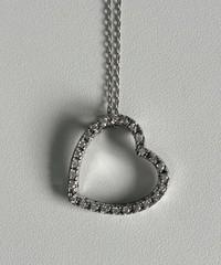 Sterling Silver Open Heart CZ Slide Pendant Cable Chain 18” Necklace 925 Ladies