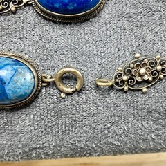 Vintage Art Deco Sterling Silver Costume Glass & Blue Sodalite Jewelry Lot As Is