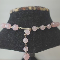 Vintage Bell Beaded Choker Necklace Pink & Purple Dangle Beads Adjustable