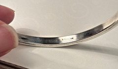 Vintage sterling silver bangle bracelet w red & clear channel set stones sz 7.25