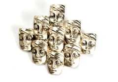 Modernist Brutalist Sculptural Brooch Pin Crowd of People Female Women, Rare