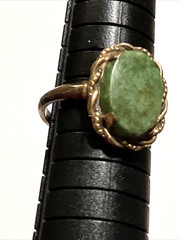 VTG Beauty ANTIQUE 10 kt. Gold Filled Green Jade Ring sz.8 Art Deco