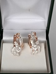 Vintage 1990-s 14 Ct Rolled Gold Zircons Earrings-Hallmarked 585 RG
