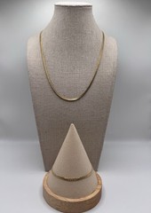 Vintage Korea Gold Tone Textured Flat S Link Chain Necklace & Bracelet Set