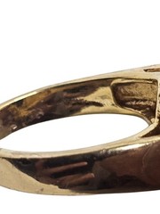 Vintage H.G.E. LND Gold Electroplate London Blue Topaz Pear CZ Ring Size 6-6.5