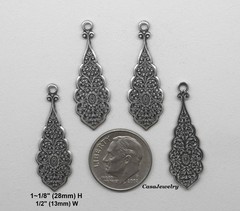 #0401 ANTIQUED STERLING SILVER PLATED PENDANT/ER DROP W/TOP HANG RING – 6 Pc Lot